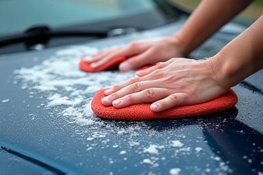 DIYで丁寧に洗車している様子